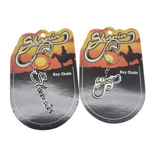 Lot 2 NOS Shania Twain Signature Metal Keychains Original Cards Country Music